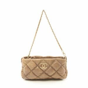 Chanel Bubble Quilt Shoulder Bag Brown Lambskin Leather